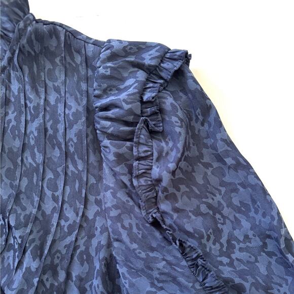 Anthropologie Current Air Women’s Jacquard Pintuck Split Neck Blouse Top - Picture 5 of 15